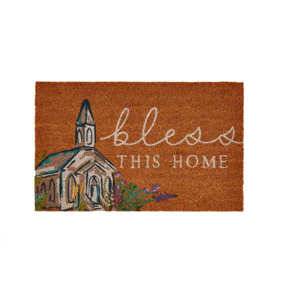 Mud Pie Bless This Home Doormat in Brown | 100% Coir | Mud Pie