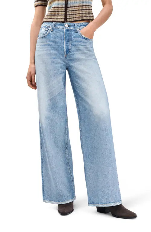 rag & bone rb Miramar Sofie High Waist Wide Leg Cotton Terry Sweatpant Jeans in Raily at Nordstrom, Size 23 | Nordstrom