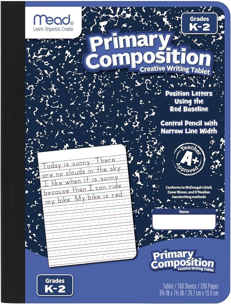 Mead Primary Composition Notebook, Wide Ruled Paper, Grades K-2 Writing Workbook, 9-3/4" x 7-1/2"... | Amazon (US)