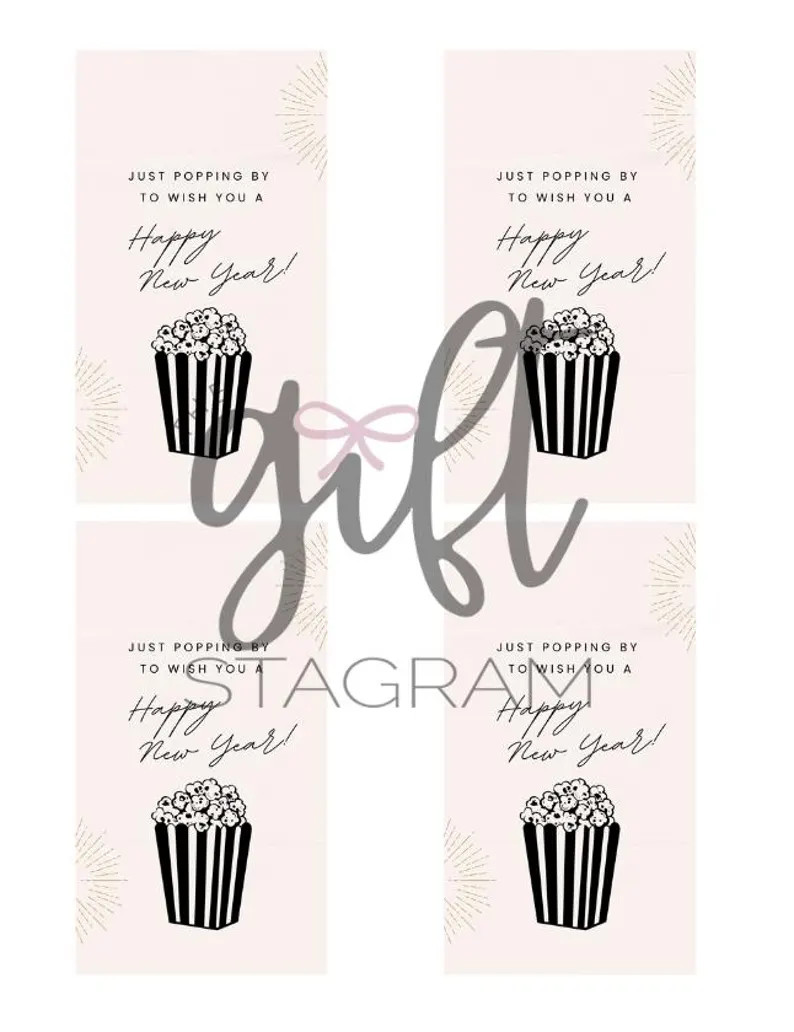 This is a DIGITAL DOWNLOAD for a Just Popping By Gift Tag, perfect to add to your New Years gift!... | Etsy (US)