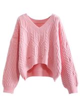 'Kelly' V-neck Cable Knit Distressed Sweater (5 Colors) | Goodnight Macaroon