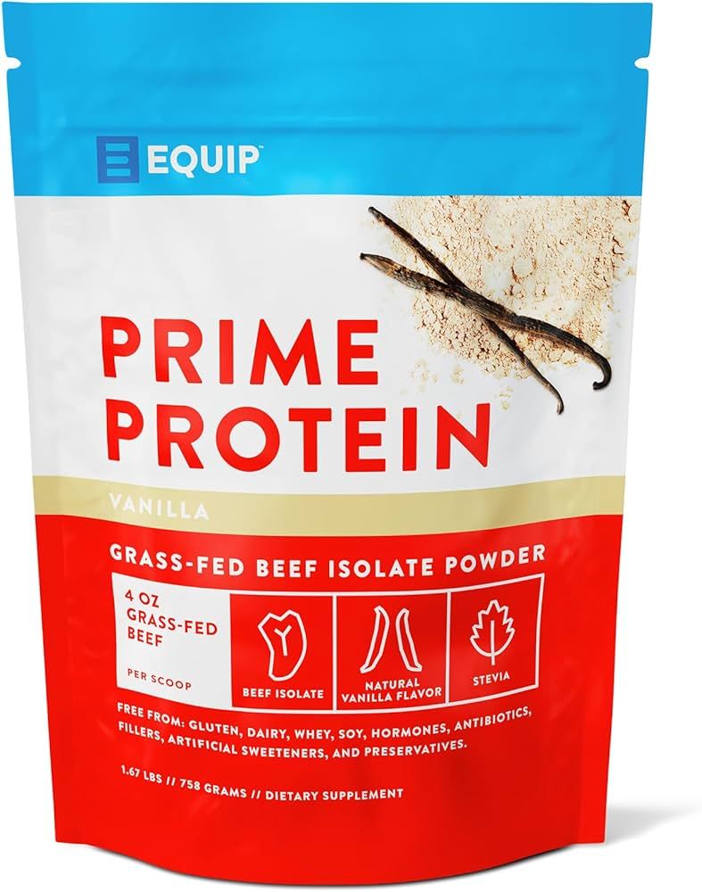 Equip Foods Prime Protein - Grass-Fed Beef Protein Powder Isolate - Gluten Free Carnivore Protein... | Amazon (US)