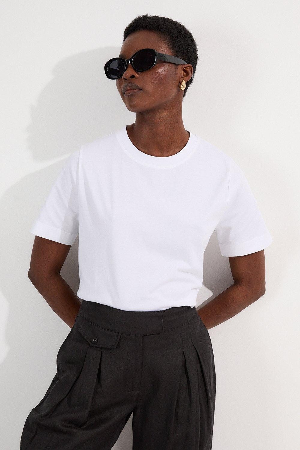 Lightweight Relaxed Fit Cotton T-Shirt | Karen Millen UK + IE + DE + NL