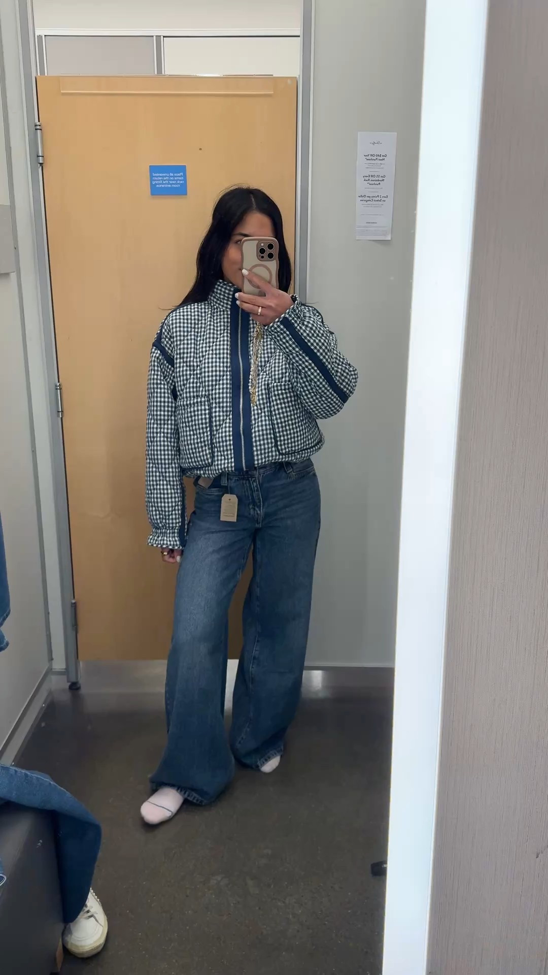 Quick Nordstrom rack try-on! I am obsessed with this gingham quilted jacket, under $70! Wearing a medium and these Levi’s baggy wide leg jeans are so comfortable and also under $70, wearing 25! 

#LTKSaleAlert #LTKPetite #LTKSeasonal