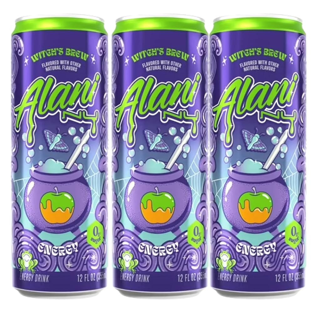 Alani Energy Drink Witch's Brew, Sugar Free, Low Calorie Energy Drinks, 12 Fl Oz Cans, 3 Pack | Amazon (US)