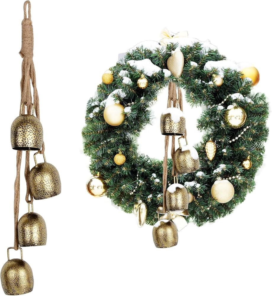 Christmas Bells Set of 4 Christmas Decor Bells Chic Cow Bells Handmade Christmas Bell Ornaments f... | Amazon (US)