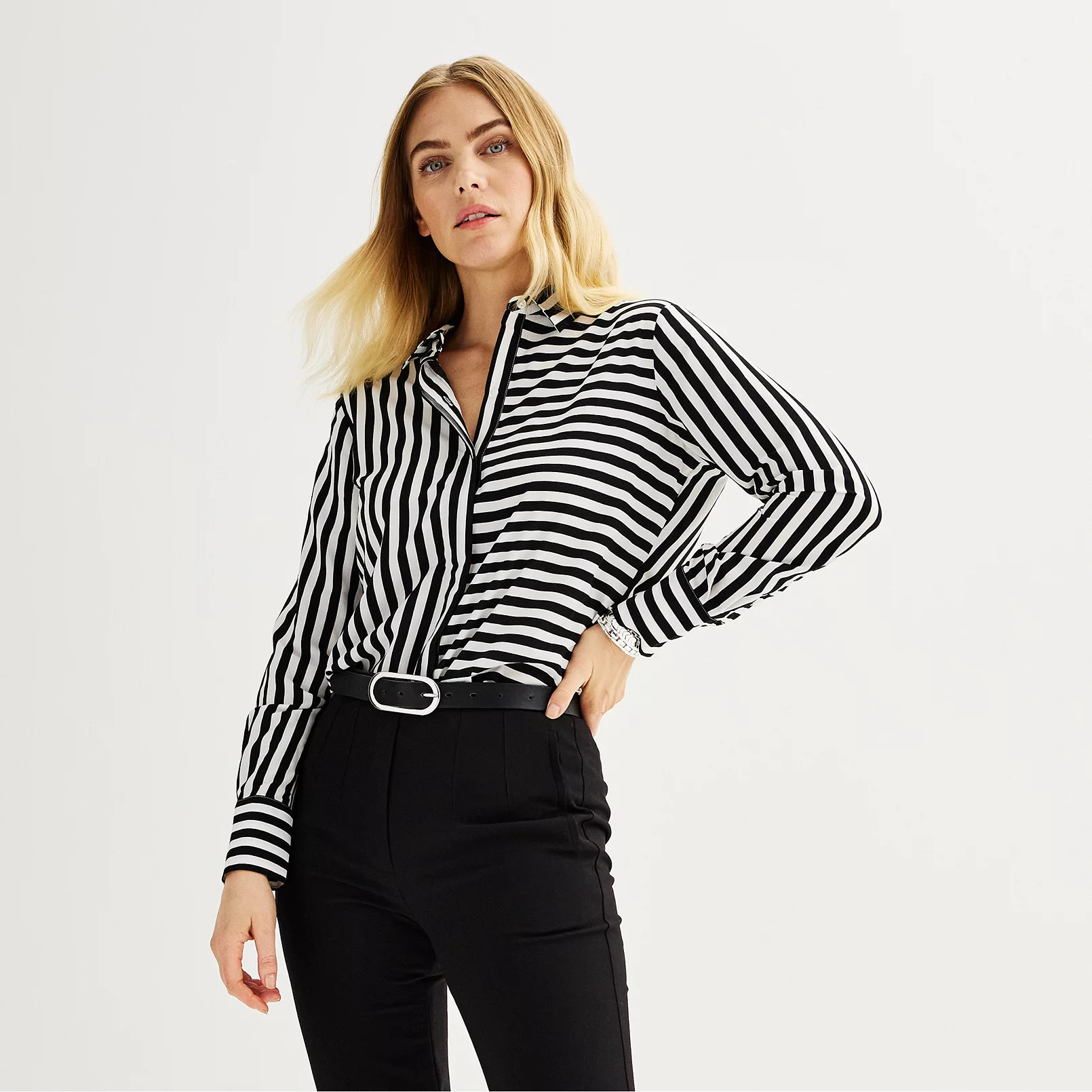Women's Nine West Drapey Button Down Shirt | Kohl's