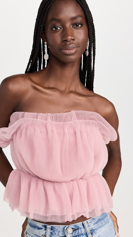 Strapless Tulle Peplum Top | Shopbop