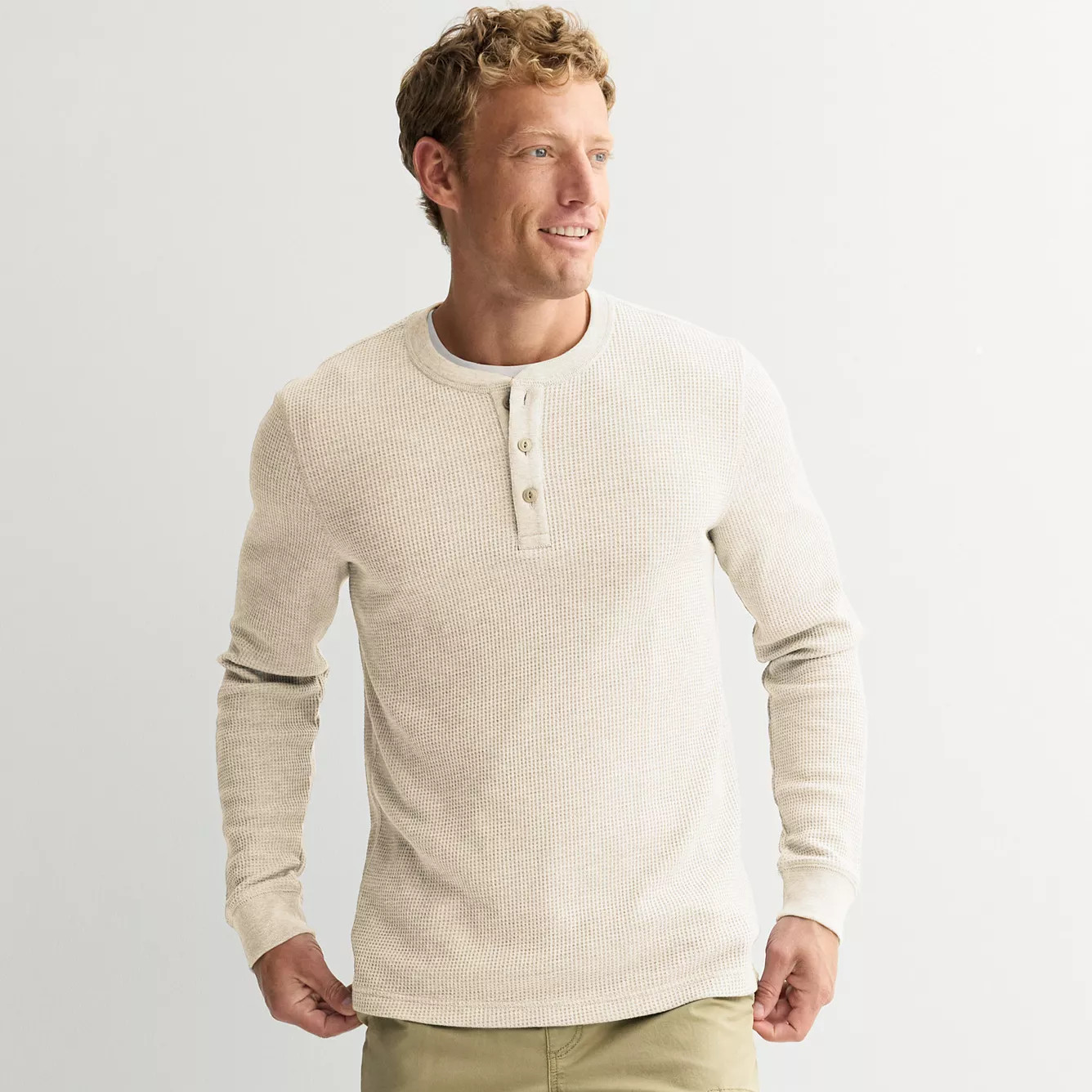Men's Sonoma Goods For Life® Essential Long Sleeve Waffle Henley Tee | Kohl's