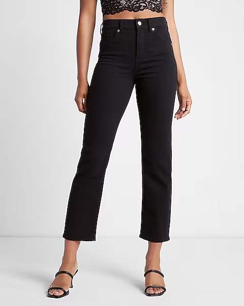 High Waisted Black Straight Ankle Jeans | Express