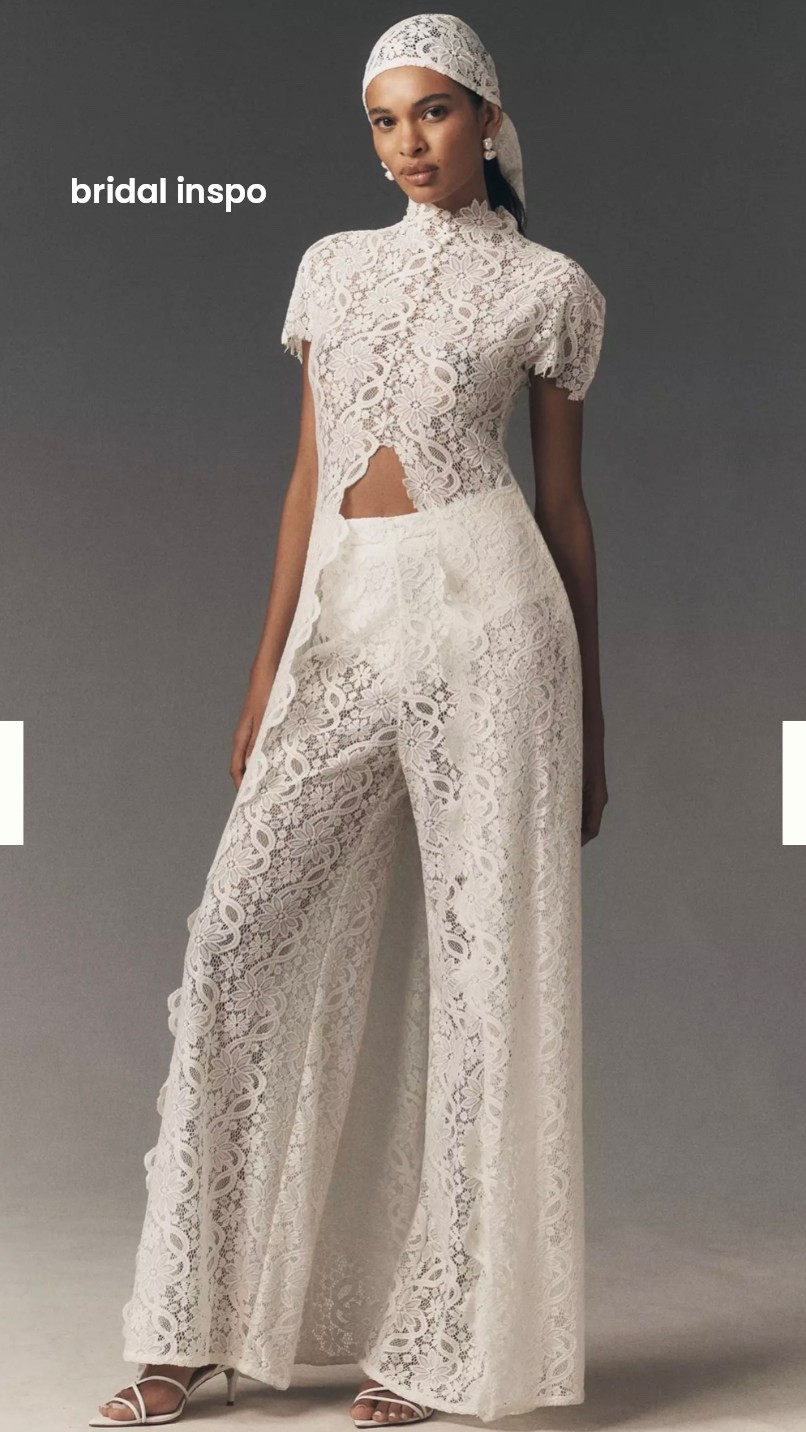 white lace pants set, white set, white outfit, white bridal outfit, white lace outfit, white lace, bridal outfit, 2027 bride, white outfit, lace outfit, lace set, white lace set

#LTKWedding