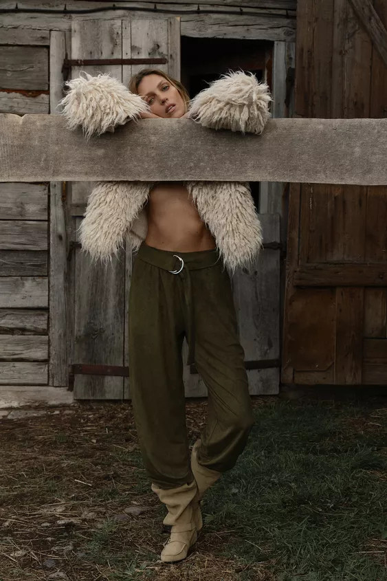 FAUX SUEDE BALLOON PANTS | Zara US