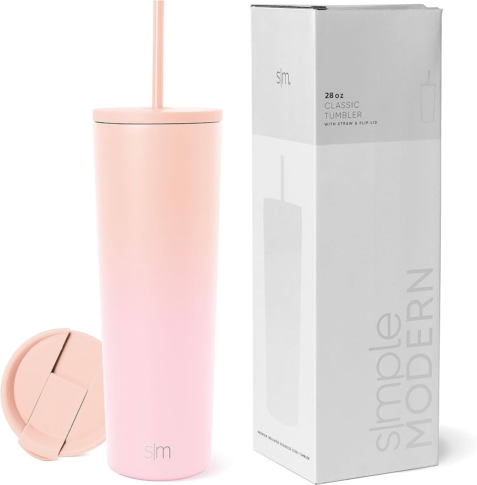 Simple Modern Insulated Tumbler with Lid and Straw | Iced Coffee Cup Reusable Stainless Steel Wat... | Amazon (US)
