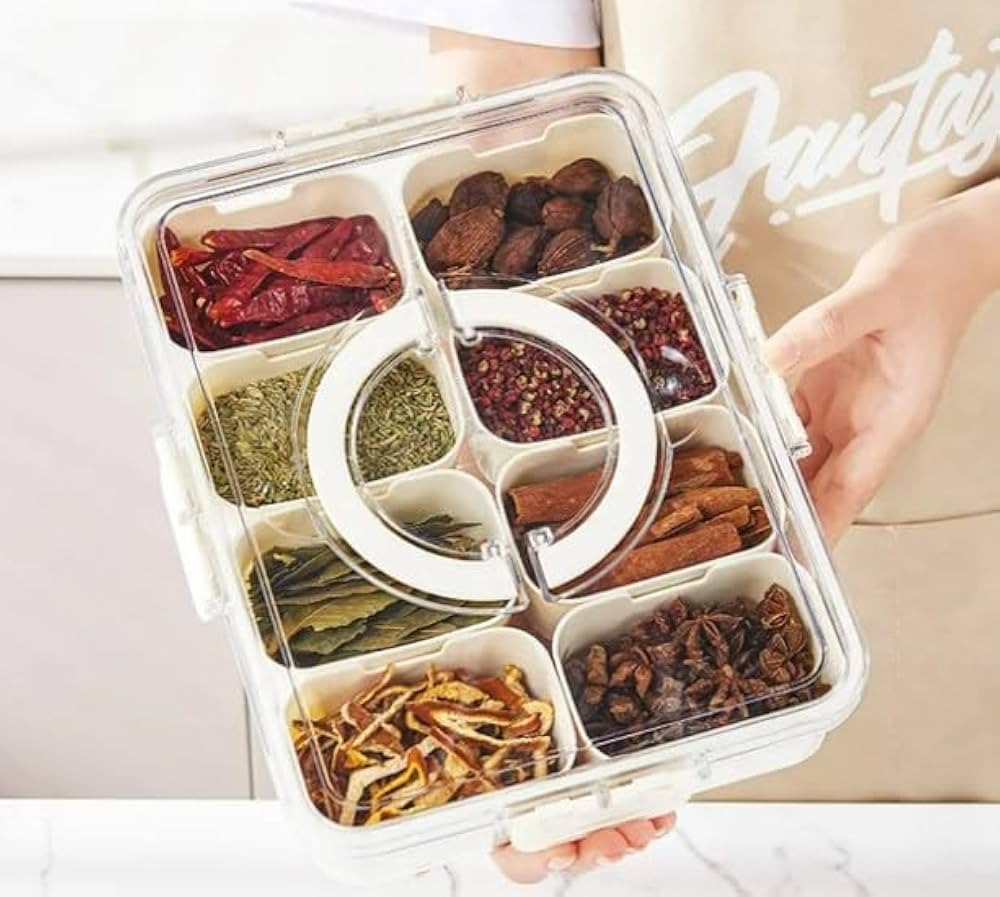 Divided Food Snack Box with Lid and Handle | 8 Removable Compartments | Snackle Box | Portable Sn... | Amazon (US)