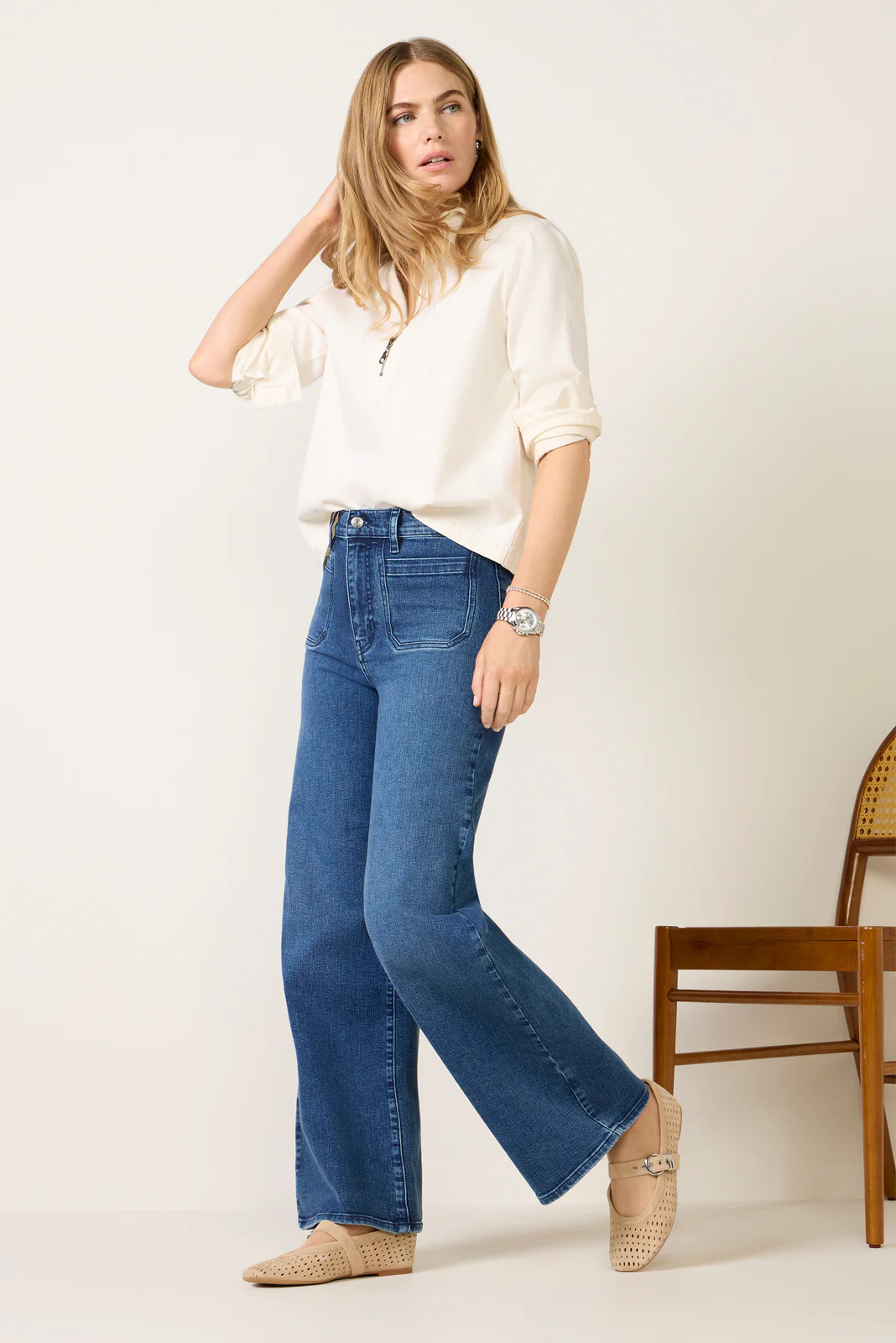 FRAME Women's Le Slim Palazzo Modernist Pocket Pants, Size 31, Blue | Evereve