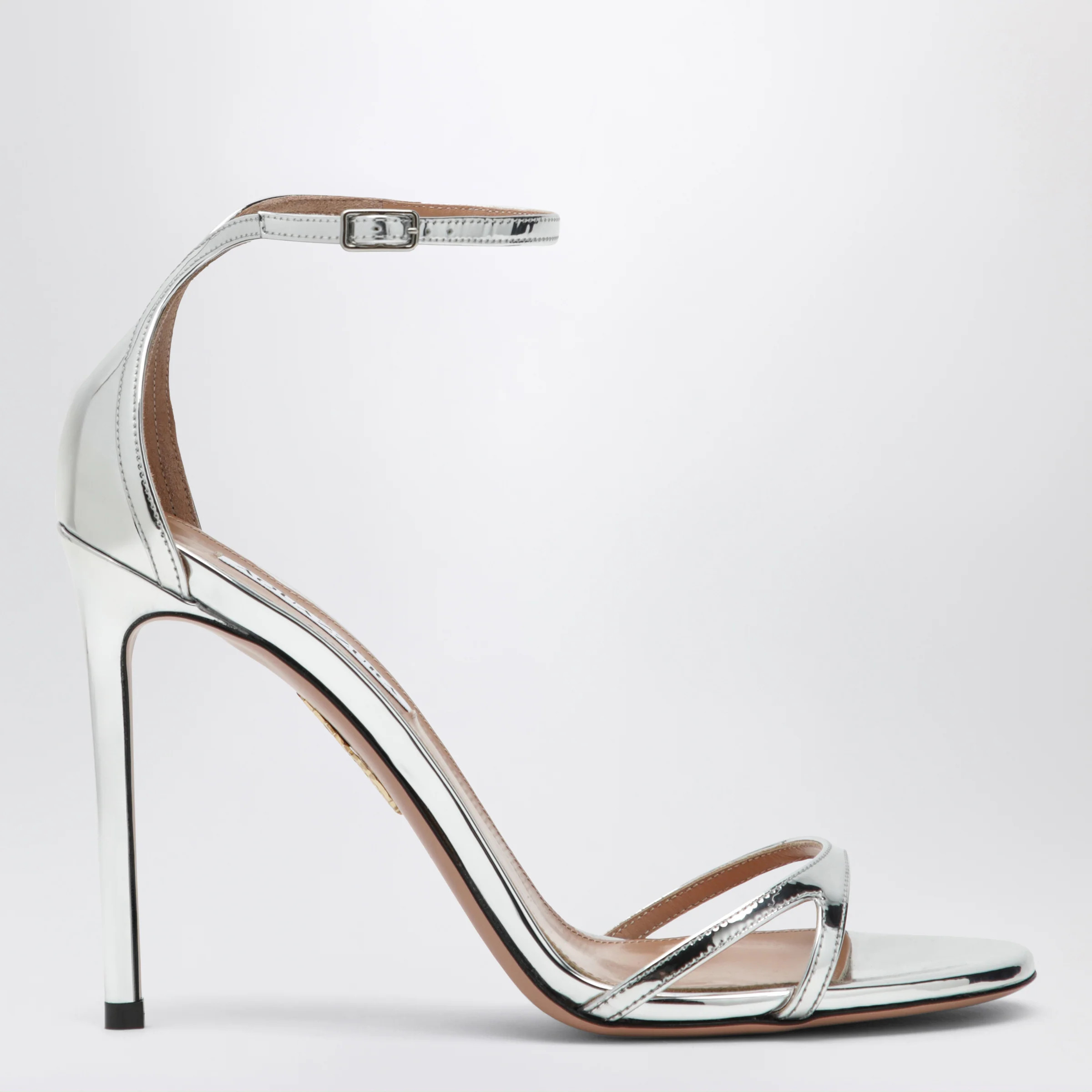 Nuda 85 sandals in silver metallic leather | The Double F