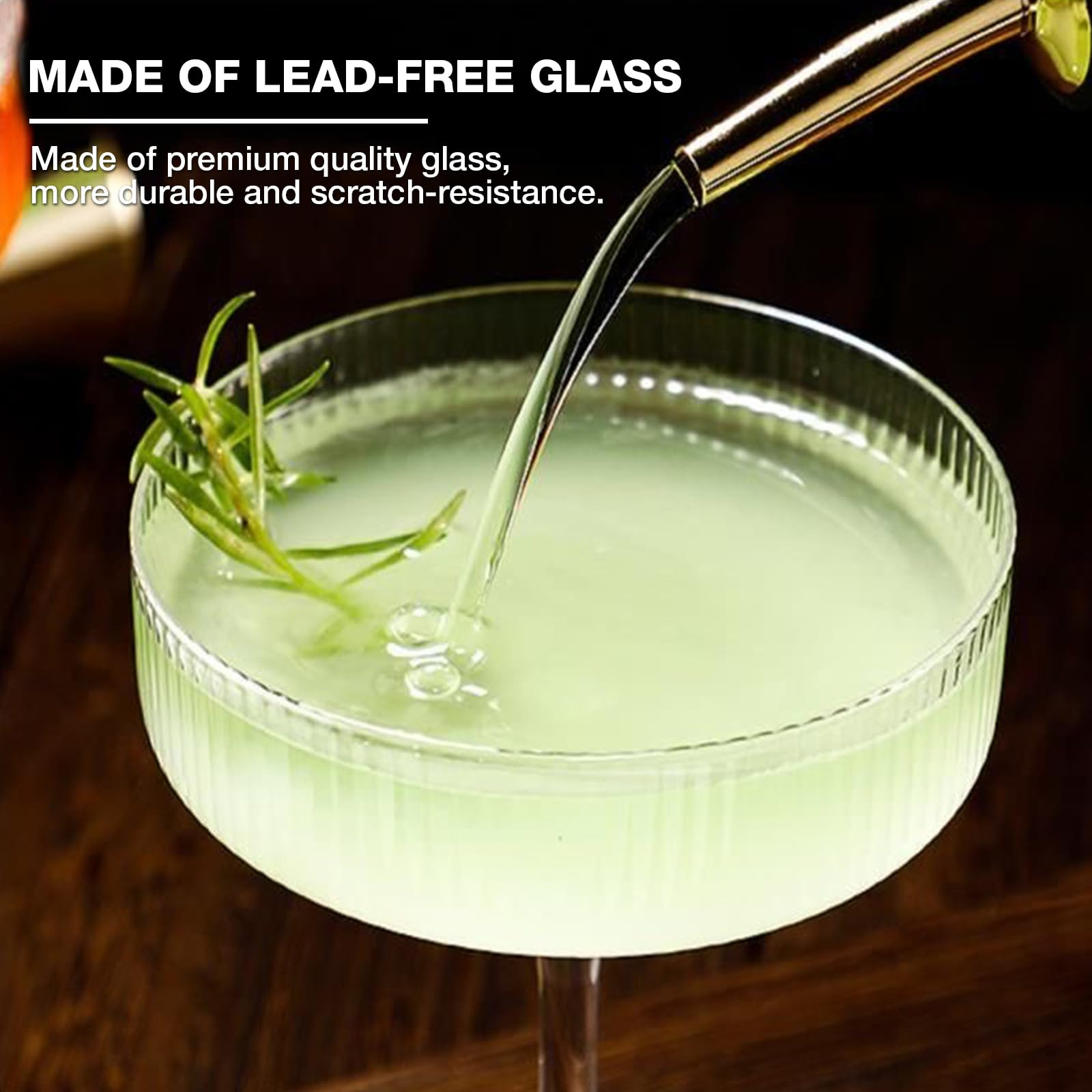 4 Pcs Ribbed Coupe Glasses, 10 oz Vintage Coupe Glass Set, Unique Martini Glass, Classic Cocktail... | Amazon (US)