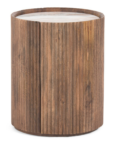 20x16 Marble Top And Wooden Storage Accent Table | TJ Maxx