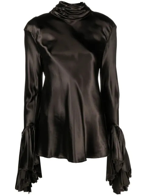pleated-cuff silk blouse | Farfetch Global