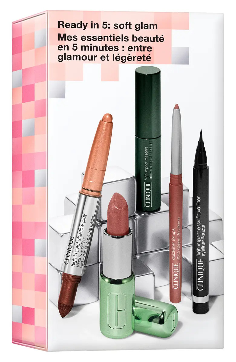 Clinique Ready In 5: Soft Glam Makeup Gift Set for Eyes & Lips $99 Value | Nordstrom | Nordstrom