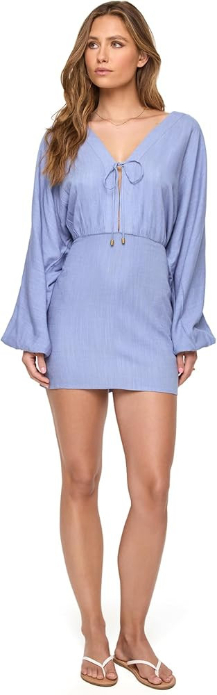 L*Space Deia Mini Dress for Women, Relaxed Fit Coastal Cover-Up, Features Plunging V-Neck, Adjust... | Amazon (US)