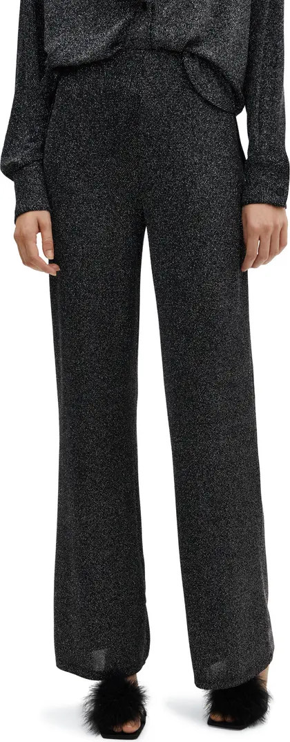 MANGO Metallic High Waist Straight Leg Pants | Nordstrom | Nordstrom