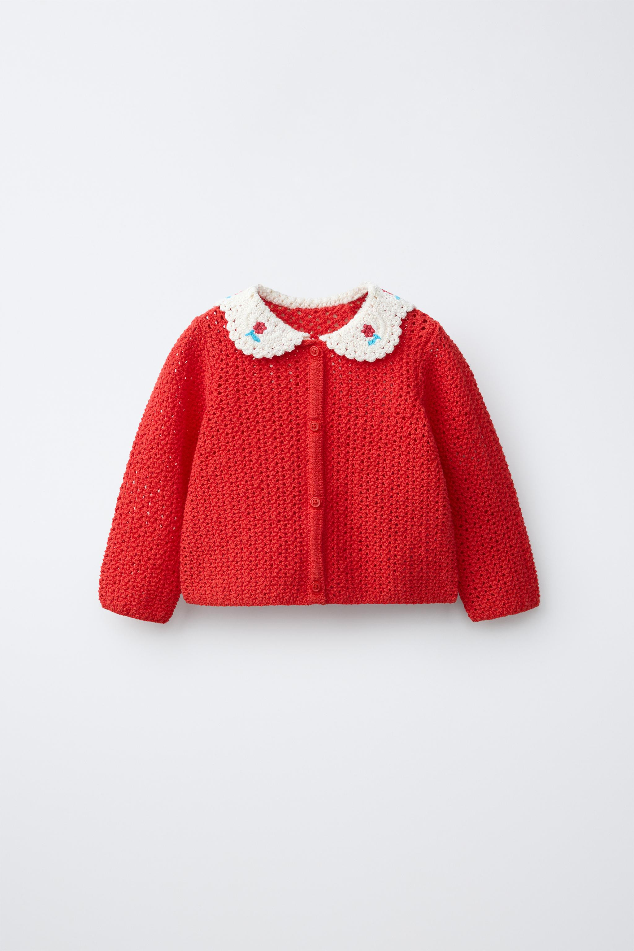 EMBROIDERED PETER PAN COLLAR CARDIGAN | Zara US