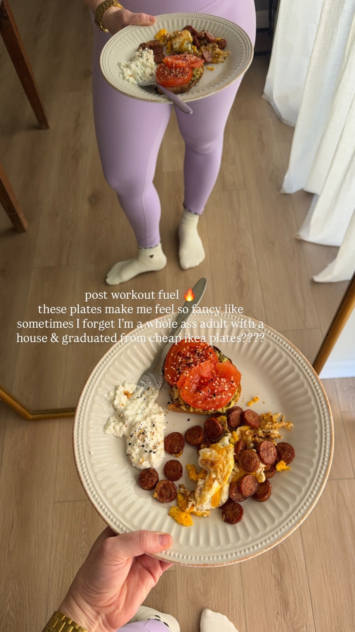 post workout fuel 🔥 
these plates make me feel so fancy like sometimes I forget I’m a whole ass adult with a house & graduated from cheap ikea plates????