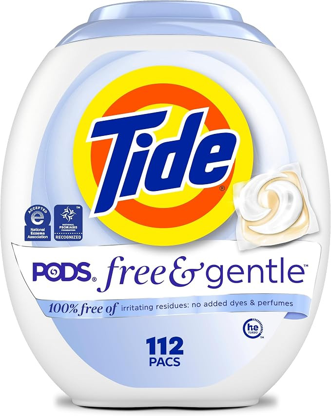 Tide PODS Free & Gentle Laundry Detergent Soap Pacs, 112 Count, Tide PODS Laundry Detergent, Laun... | Amazon (US)