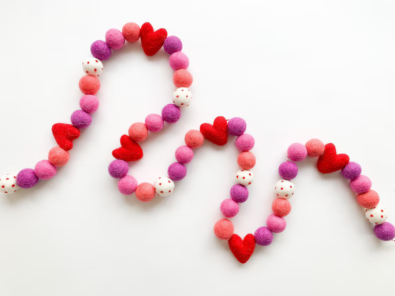 Bubblegum Valentine's Felt Ball Garland Bunting Banner  - Etsy | Etsy (US)