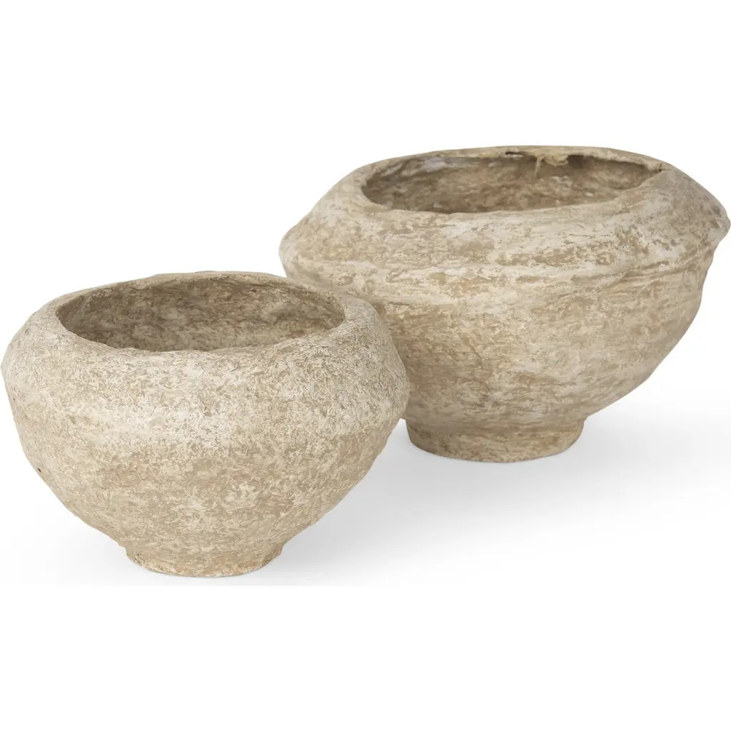 MERCANA Sonu Set of 2 Paper Mache Half Pot Bowls in Beige at Nordstrom | Nordstrom