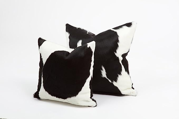 Black & White Genuine Cowhide Pillow Cover - 16x16 Inches or 20x20 Inches (16x16) | Amazon (US)