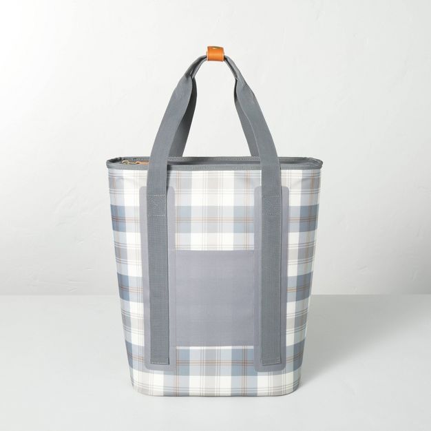 Portable 19qt Insulated Fall Tartan Plaid Backpack Cooler Blue/Gray/Cream - Hearth & Hand™ with... | Target
