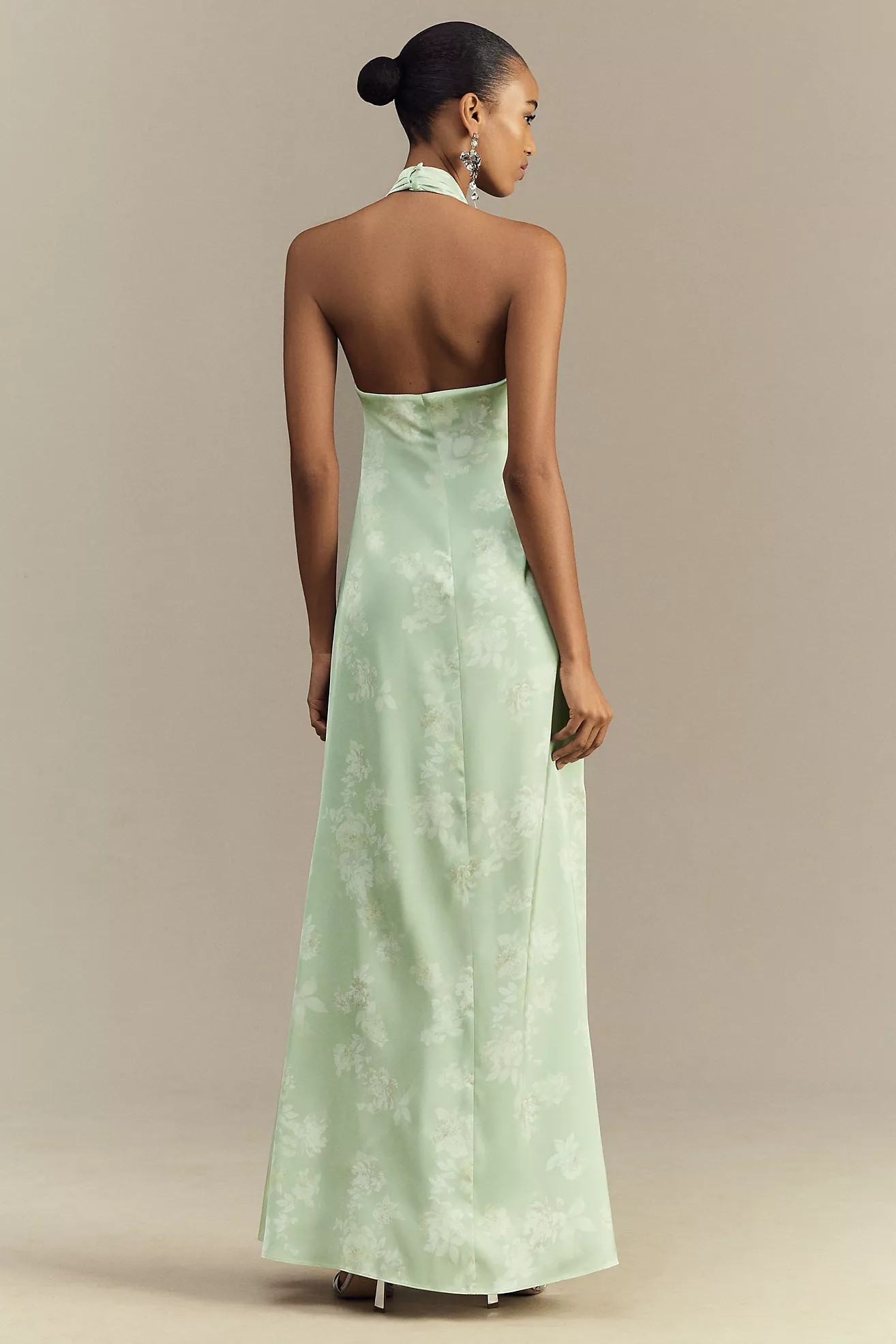 BHLDN Ruby Twist Halter Satin Gown | Anthropologie (US)