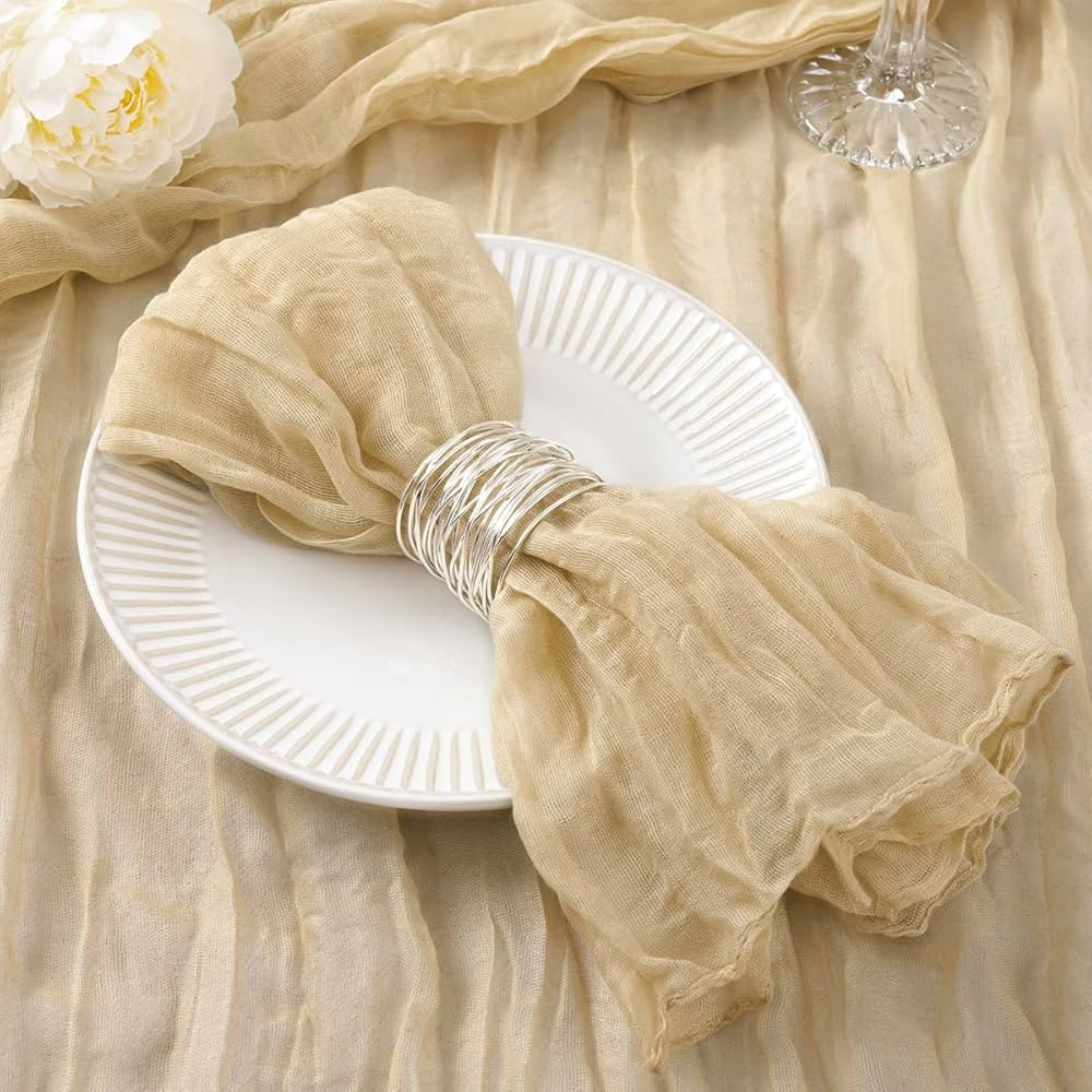 20 Pack Champagne Cheesecloth Napkins Fall Napkins Cloth Set of 20 Boho Thanksgiving Dinner Napki... | Amazon (US)