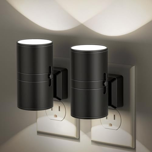 Night Lights Plug into Wall, Dimmable Night Light Plug in, Modern Night Lights with Dusk to Dawn Light Sensor, Soft White 5000K, 0-100LM Adjustable Brightness Nightlight for Hallway Bedroom, 2 Pack | Amazon (US)