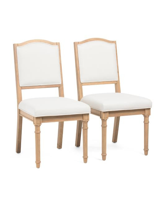 Set Of 2 18x36.5 Wood Frame Upholstered Dining Chairs With Turned Legs | TJ Maxx