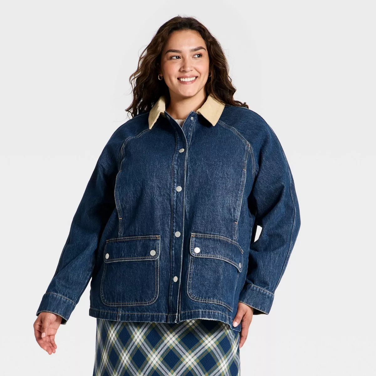 Women's Denim Chore Jacket - Universal Thread\u2122 Medium Wash 3X | Target