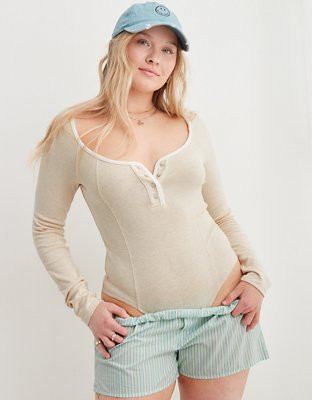 Aerie Long Sleeve Henley Bodysuit | Aerie