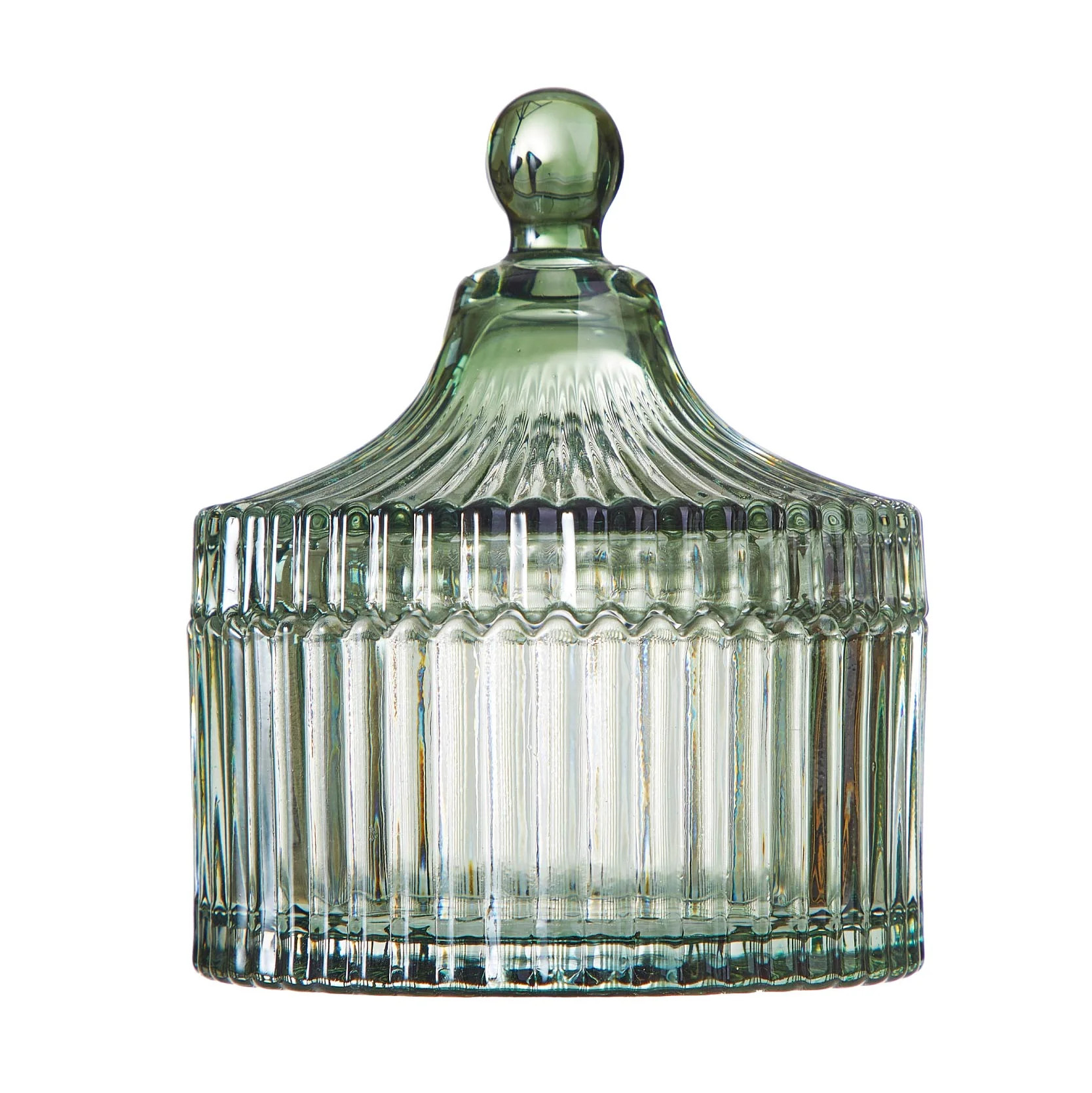 Beautiful Contemporary Sage Green Ribbed Glass Lidded Decorative Jar by Drew Barrymore, 4.02" L x... | Walmart (US)