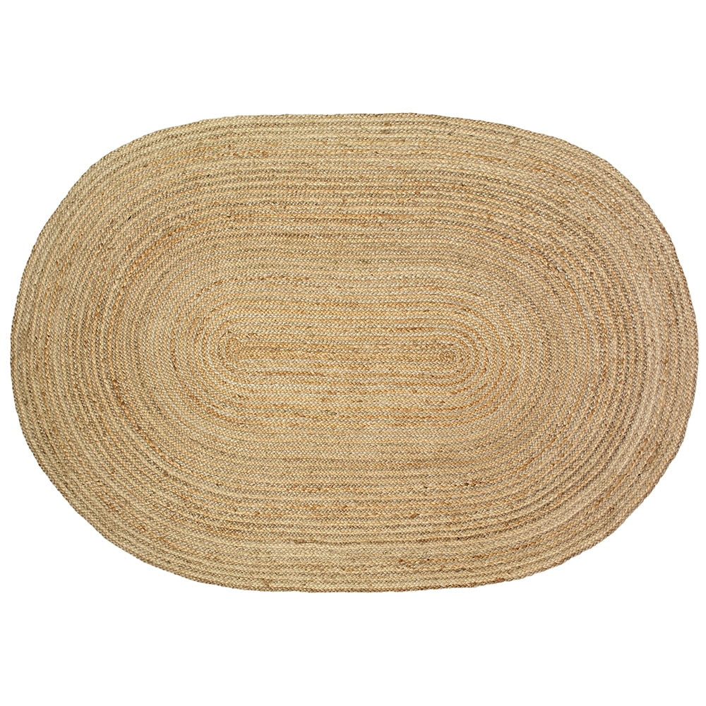 LR Home Natural Jute Braided Indoor Area Rug, Gray, 7' x 9' Oval | Walmart (US)