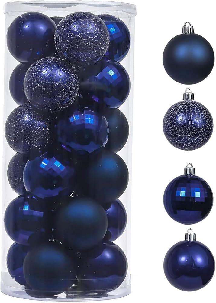 Valery Madelyn Christmas Tree Decorations Set, 24ct Navy Blue Shatterproof Christmas Ball Ornamen... | Amazon (US)