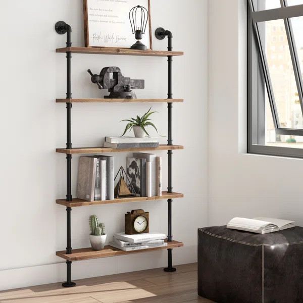 Juan 5 Piece Tiered Shelf Industrial Pipe Shelves | Wayfair North America