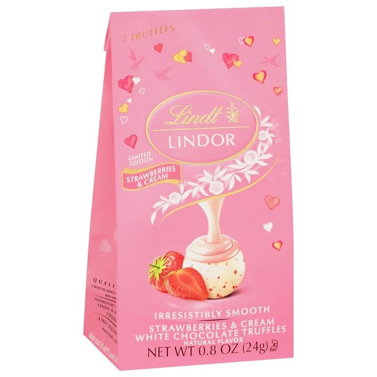 Lindt Lindor Valentine's Strawberries And Cream White Chocolate Candy Truffles Mini Bag, 0.8 oz. ... | Walmart (US)