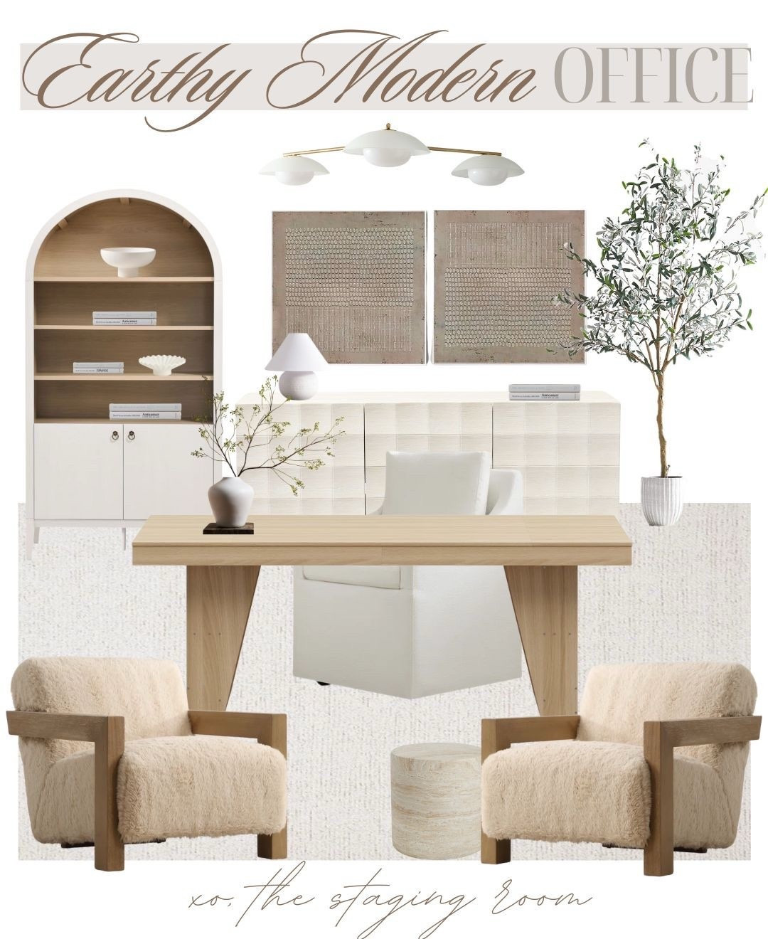 Organic modern office with neutral & earthy pieces that promote calm focus and productivity. 

Organic modern, Scandinavian modern, earth tones, earthy office, modern office, contemporary office, neutral home office, neutral home decor, office desk, home office design, rug, office storage, bookshelf, coffee table, swivel chairs, lounge chairs, office chair, wall art, chandelier 

#LTKcanada #LTKhome #LTKsale