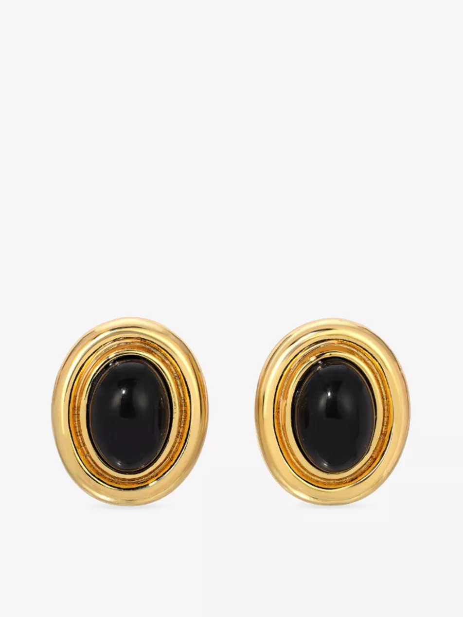 Prize 18ct yellow gold-plated brass and enamel earrings | Selfridges