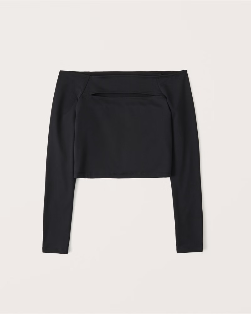 Long-Sleeve Seamless Fabric Off-The-Shoulder Cutout Top | Abercrombie & Fitch (US)