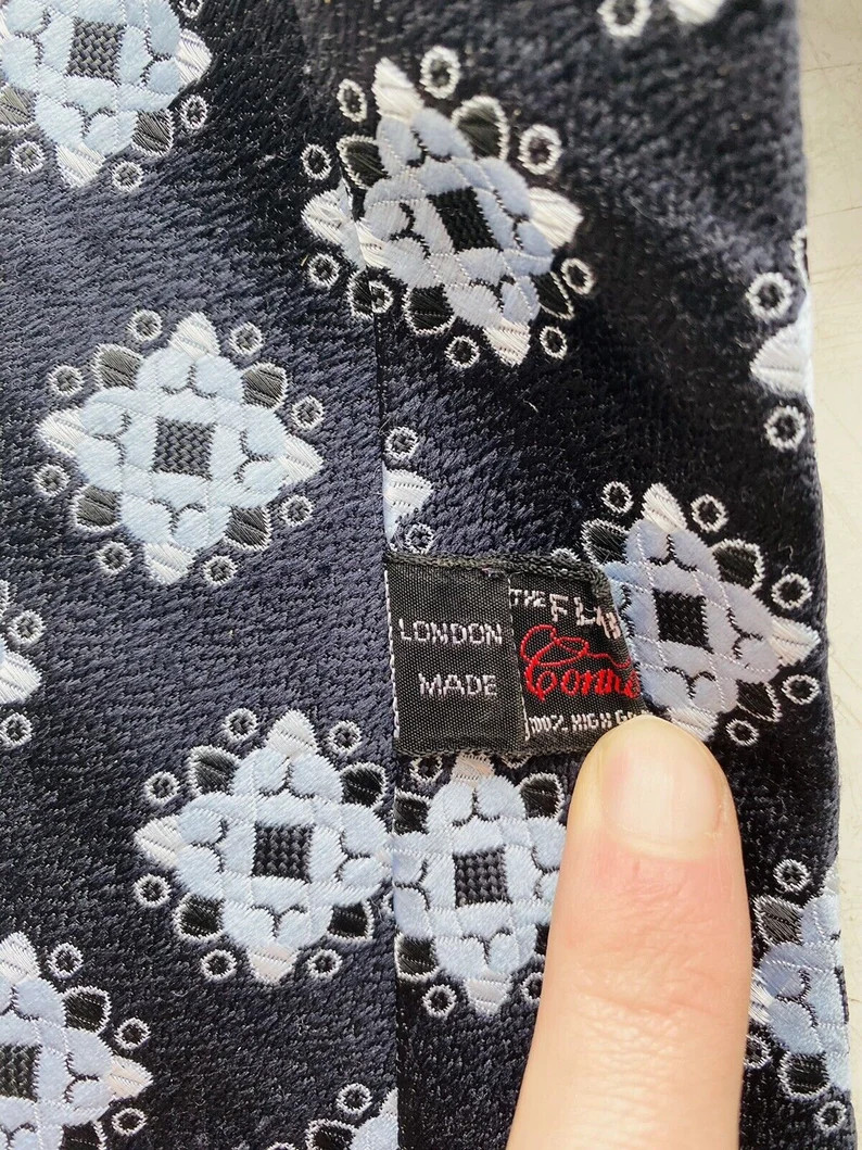 Navy Blue Geometric Pointed Tie for Men With a Flairtye Twist - Etsy UK | Etsy (US)