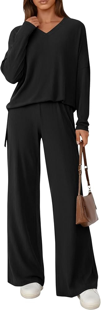 PRETTYGARDEN 2 Piece Lounge Sets for Women Matching Airport Outfits 2025 Fall Pajama Set Sweatsui... | Amazon (US)