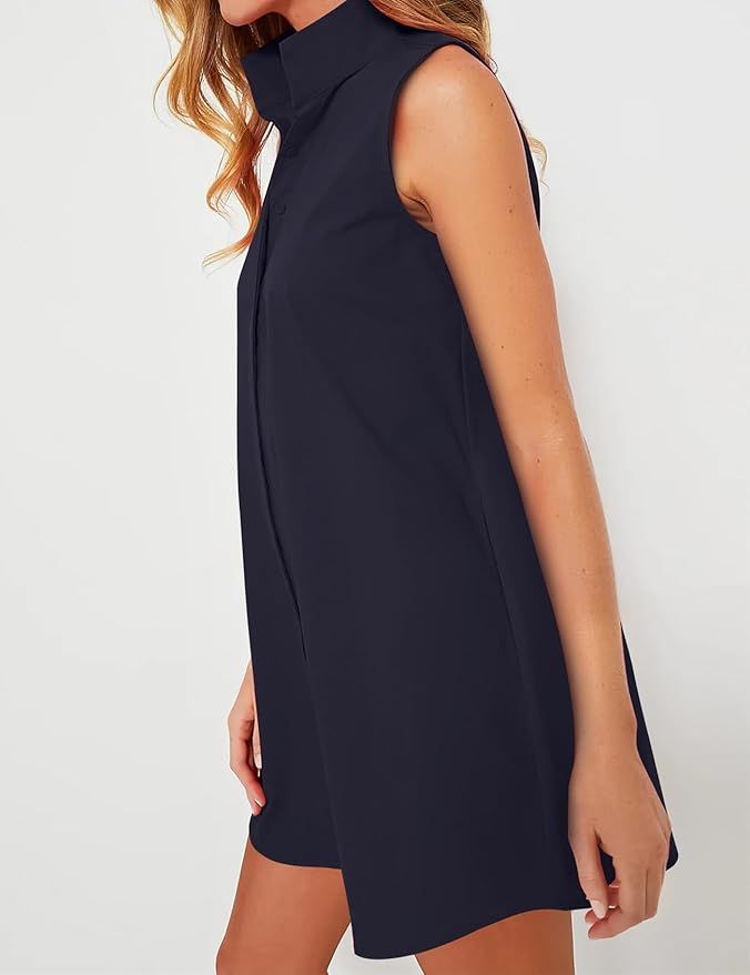 PEHMEA Women’s Sleeveless Shirt Dress Button Up 2024 Summer Swing Shift Mini Dresses | Amazon (US)